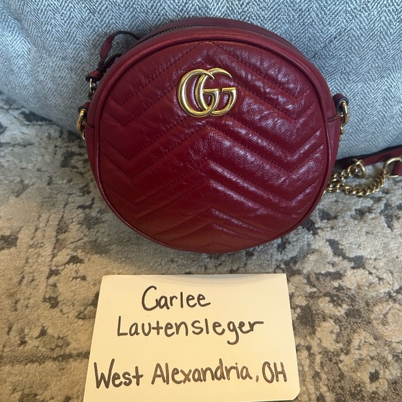⭐️GG Marmont Round Matelasse Mini Leather Shoulder Bag - Picture 1 of 8